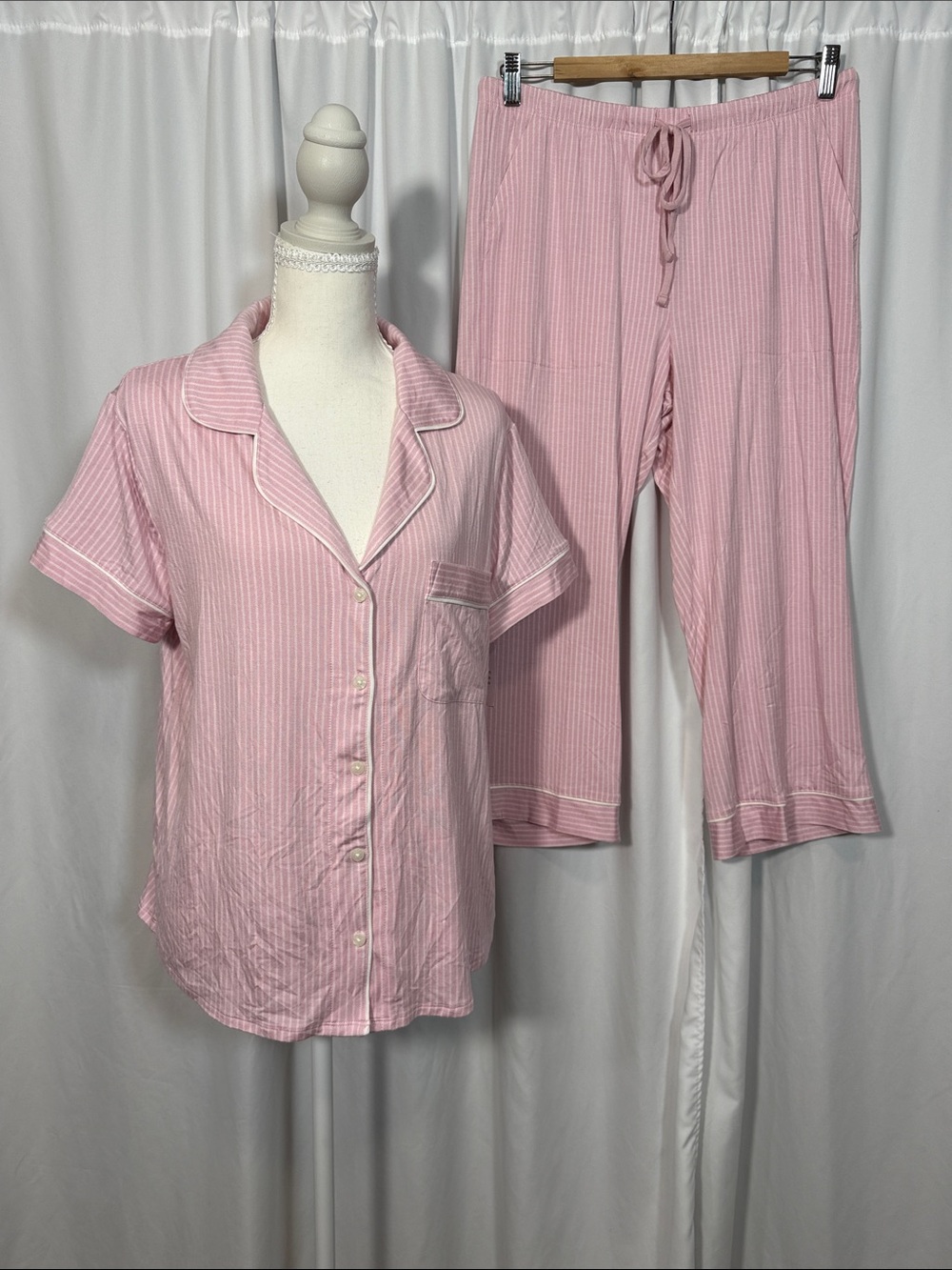 Auden Soft Pink Striped Short-Sleeve Pajama Set